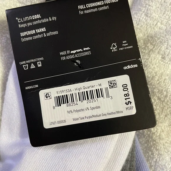 SOLD!!!      Brand New with tags!  adidas Women's 3-Pack Ankle Socks - - Picture 4 of 4